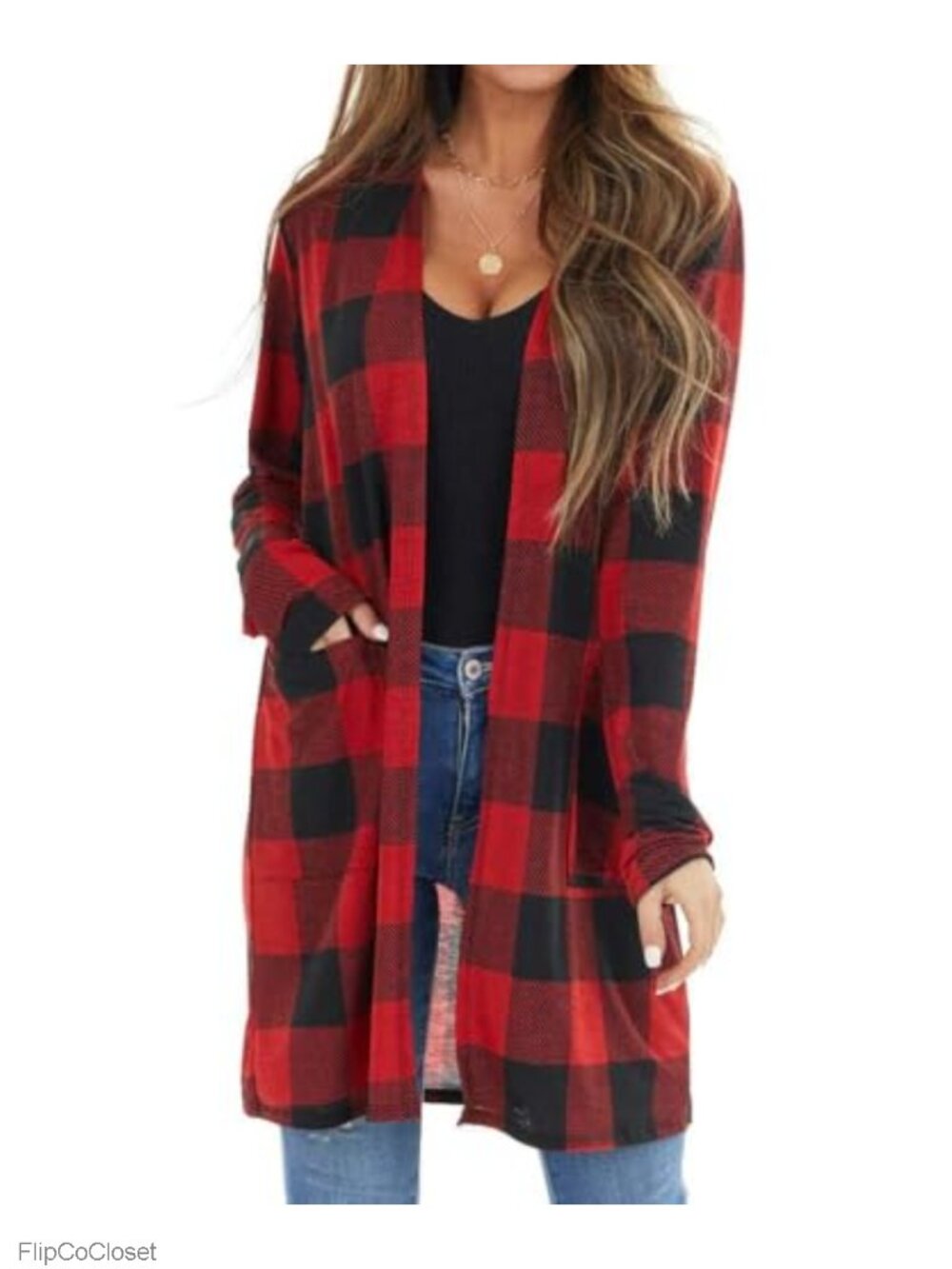 Lacozy Women Long Cardigan Draped Knit Sweater with Pockets